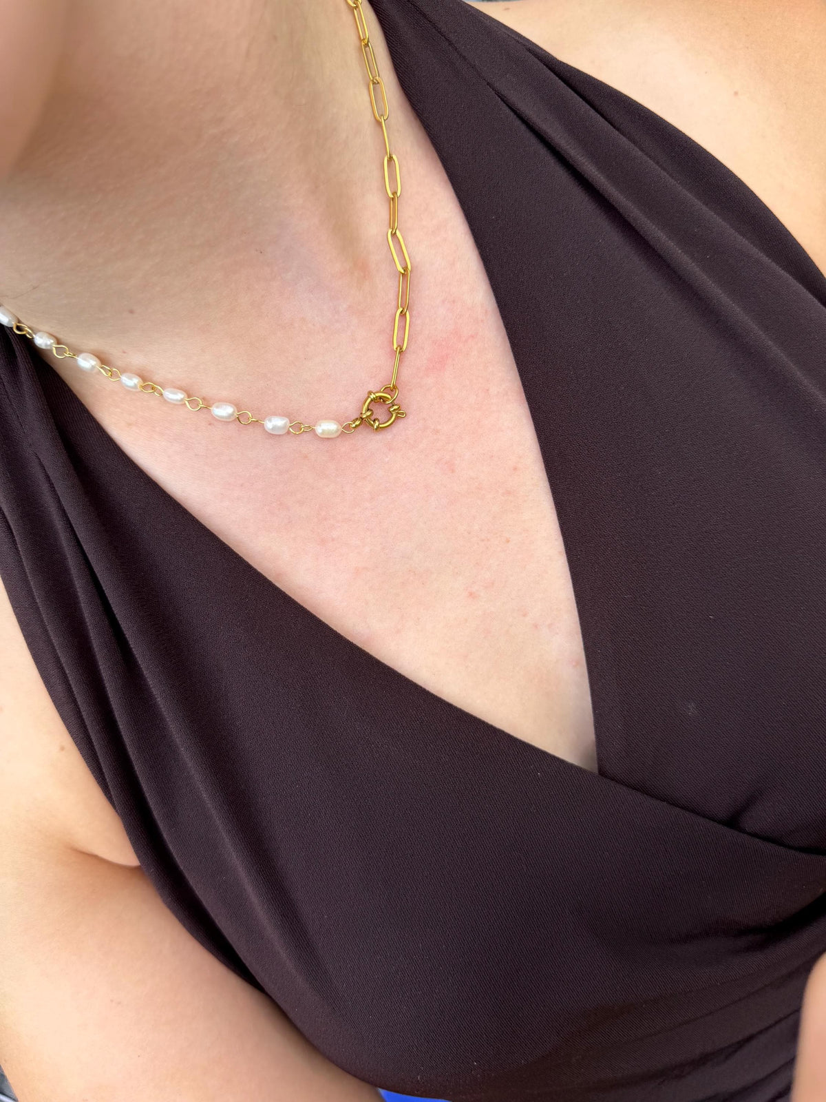 The Charm Keeper Necklace | Half Pearl, Half Paperclip Chain