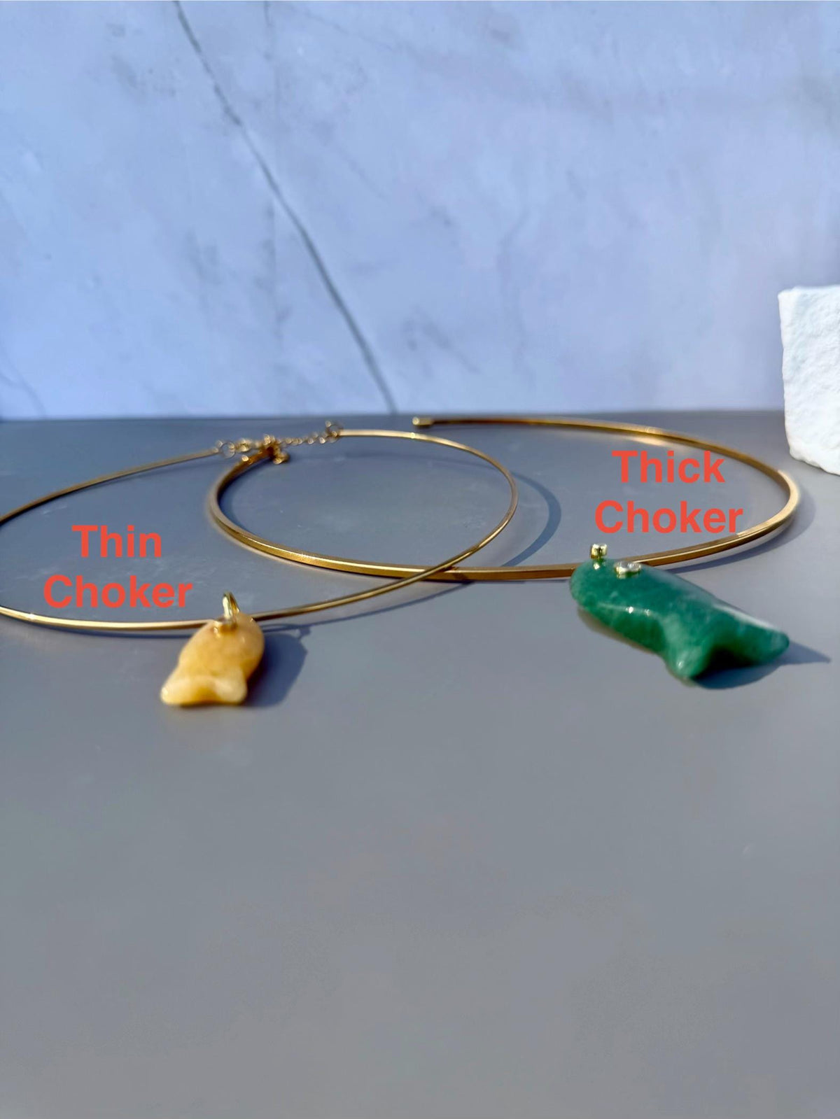 Small Gemstone Fish Charm Necklace | Choker Collar | Interchangeable Charms