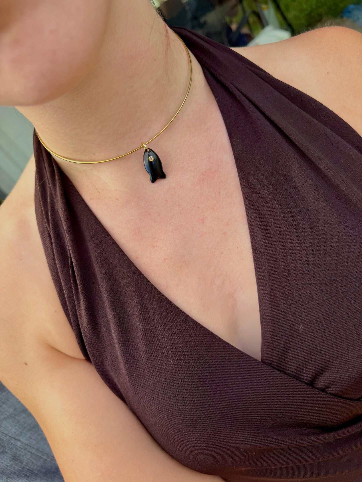 Small Gemstone Fish Charm Necklace | Choker Collar | Interchangeable Charms