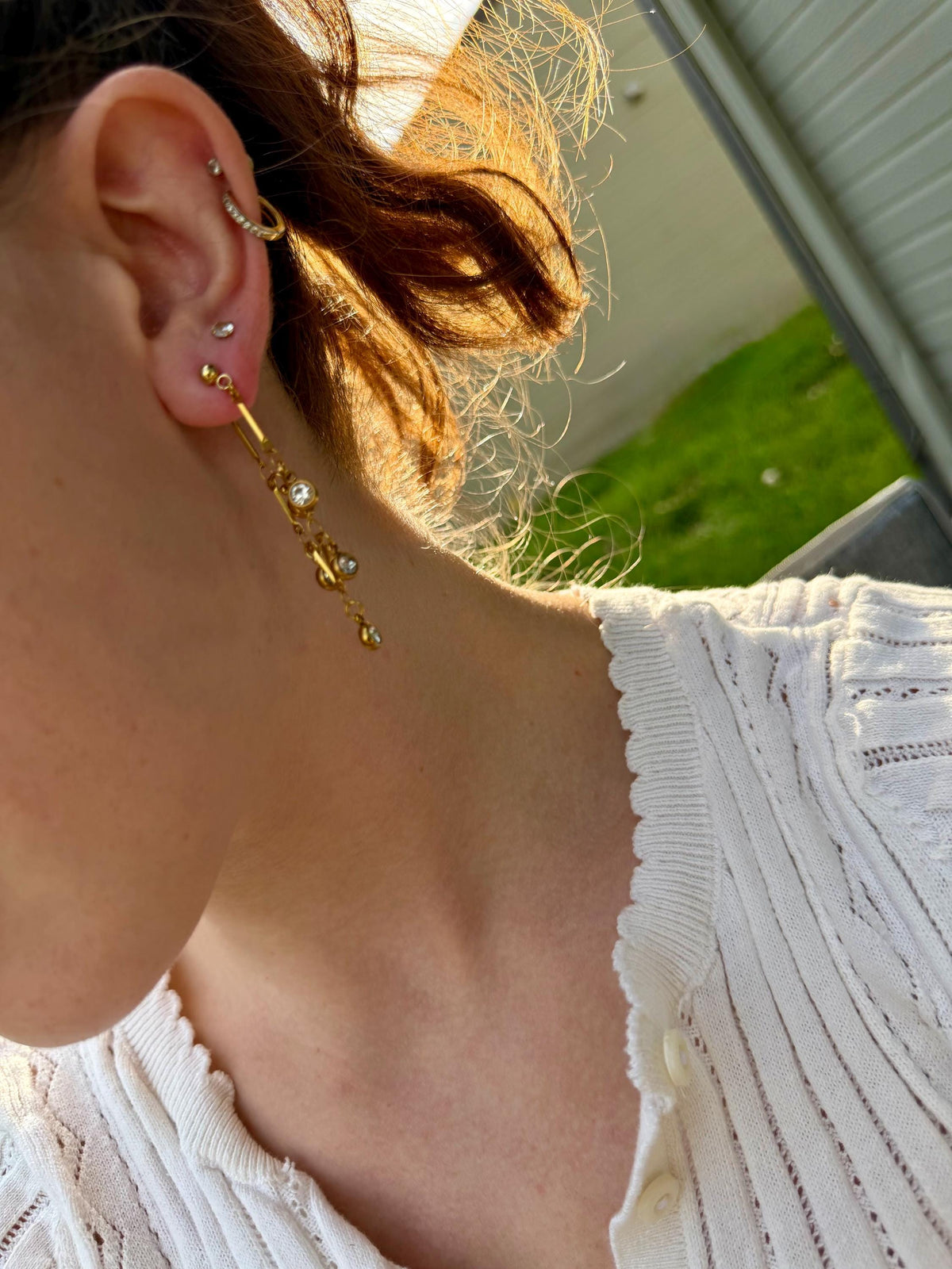 Cascade Crystal Earrings | Stainless Steel Bar & Crystal Drop