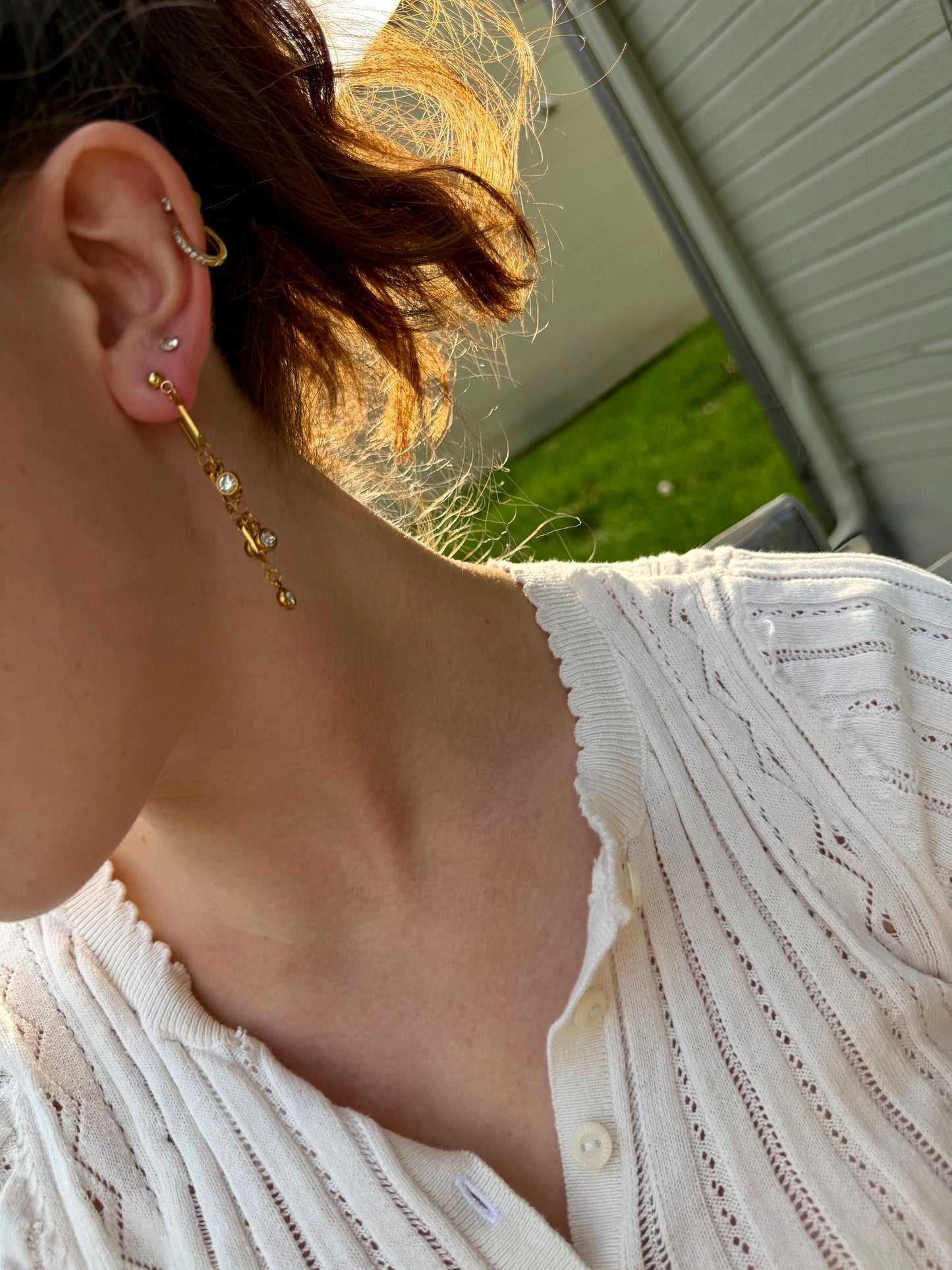 Cascade Crystal Earrings | Stainless Steel Bar & Crystal Drop
