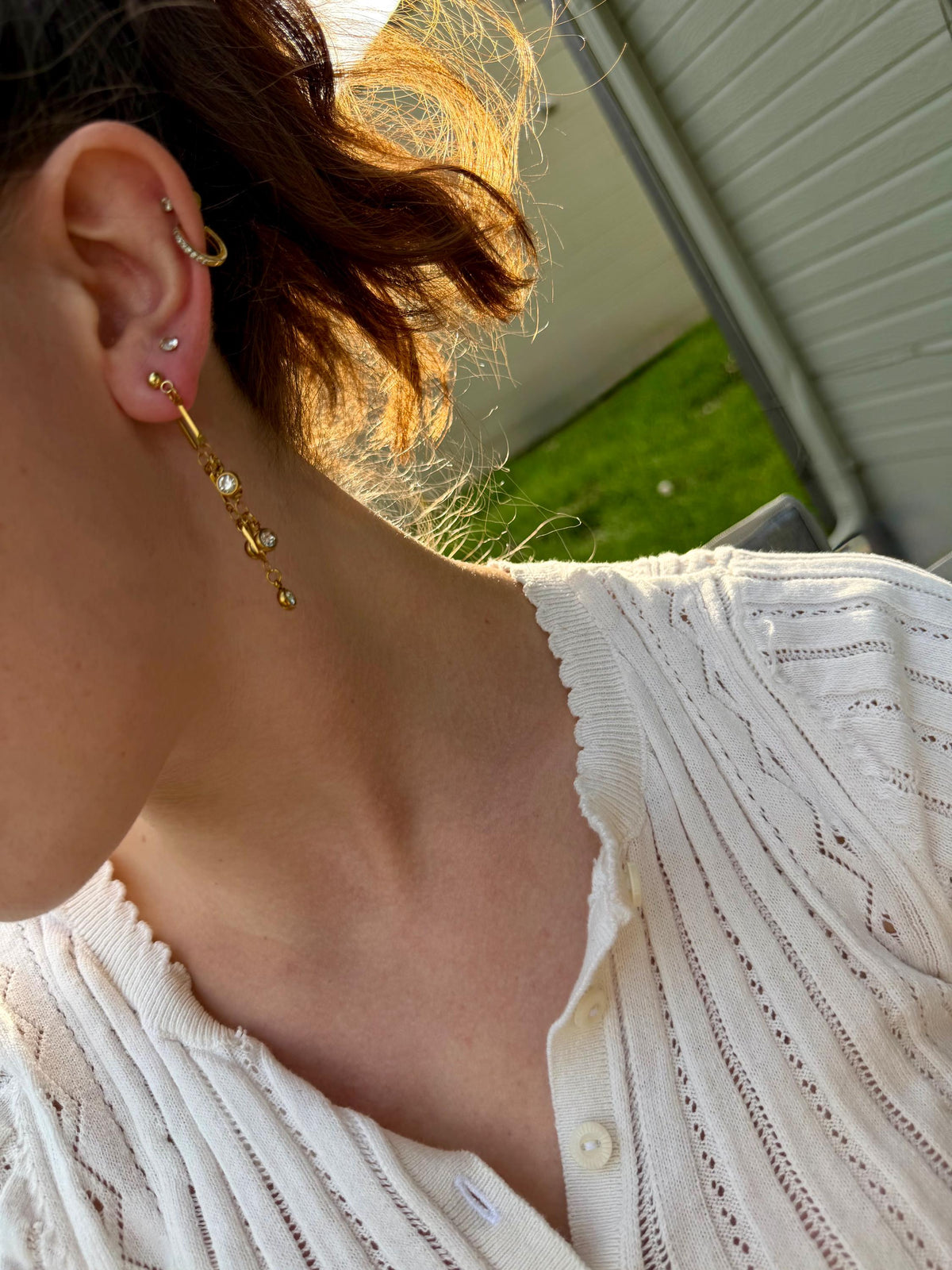 Cascade Crystal Earrings | Stainless Steel Bar & Crystal Drop