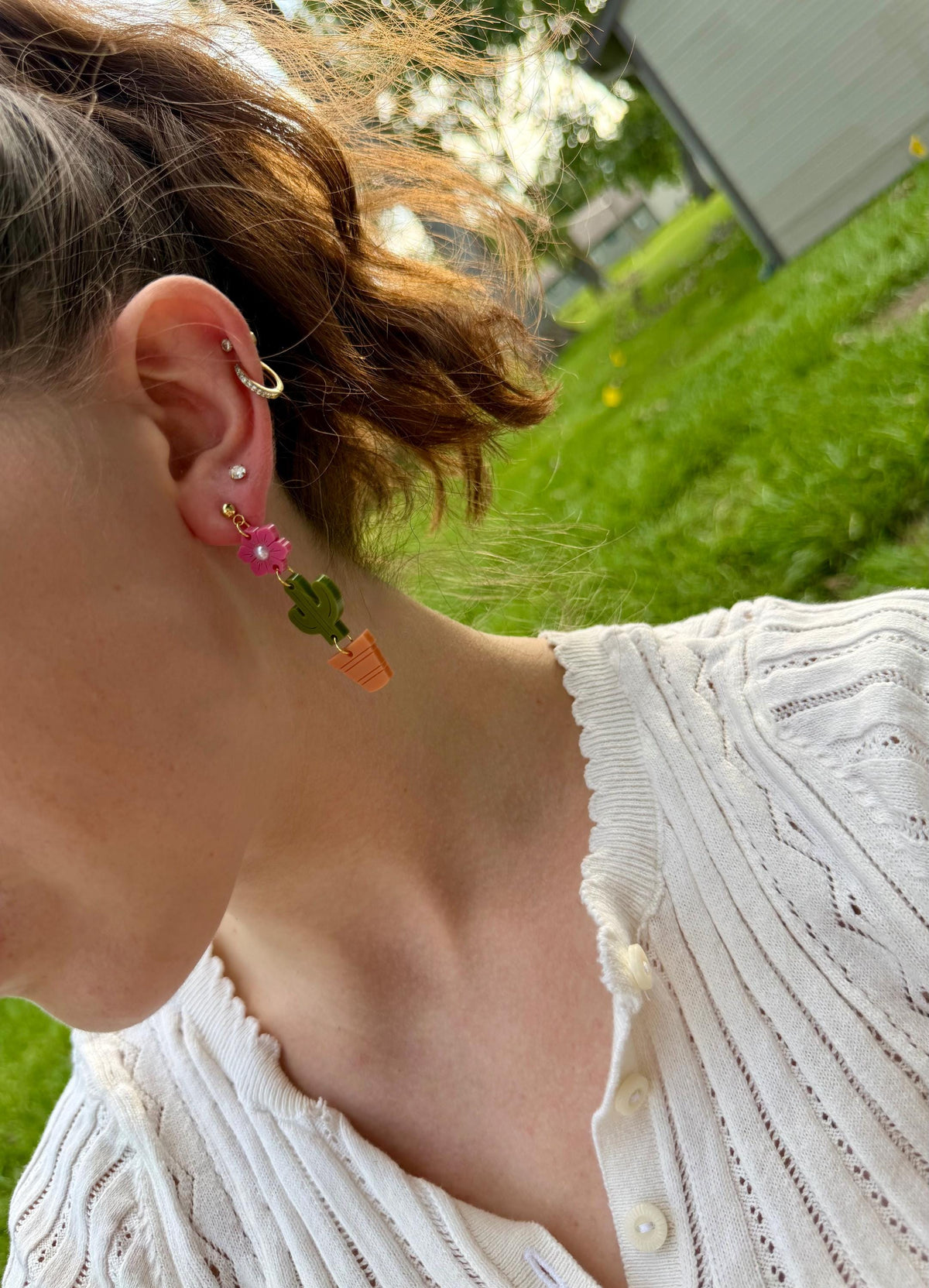 Potted Cactus Drop Earrings | Acrylic Earrings