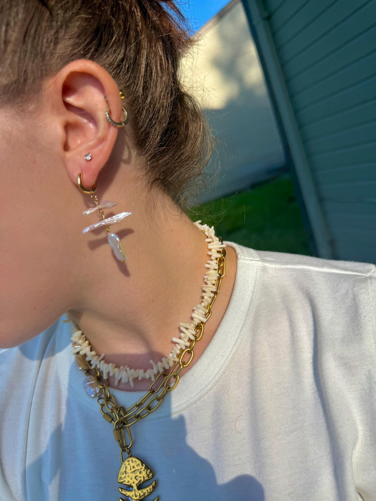 Baroque Pearl Cascade Earrings | Freshwater Stick Statement Dangles | Pearl Bridal Jewelry