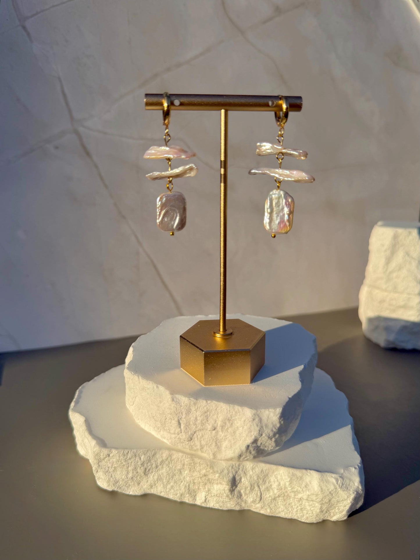 Baroque Pearl Cascade Earrings | Freshwater Stick Statement Dangles | Pearl Bridal Jewelry