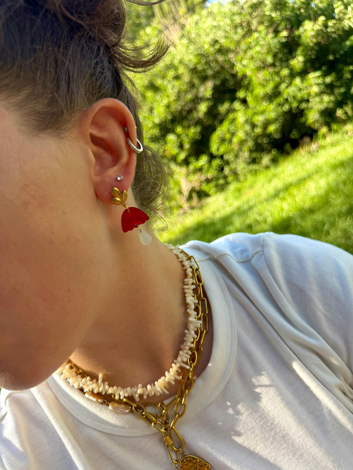 Scarlet Toadstool Drops | Acrylic Mushroom Cap Earrings | Cottagecore Fall Jewelry