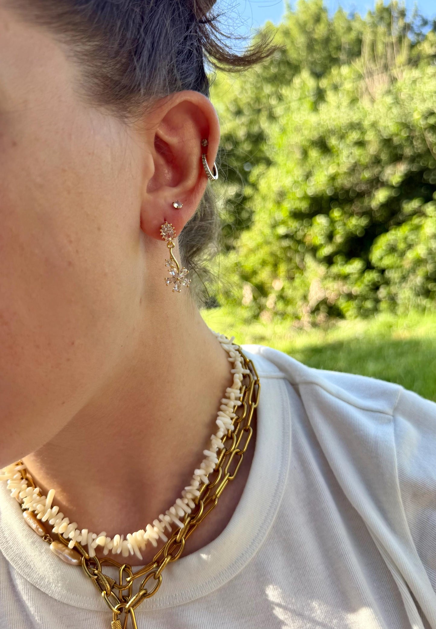 Starlight Blossom Drops | CZ Flower Dangle Earrings | Crystal Bridal Jewelry
