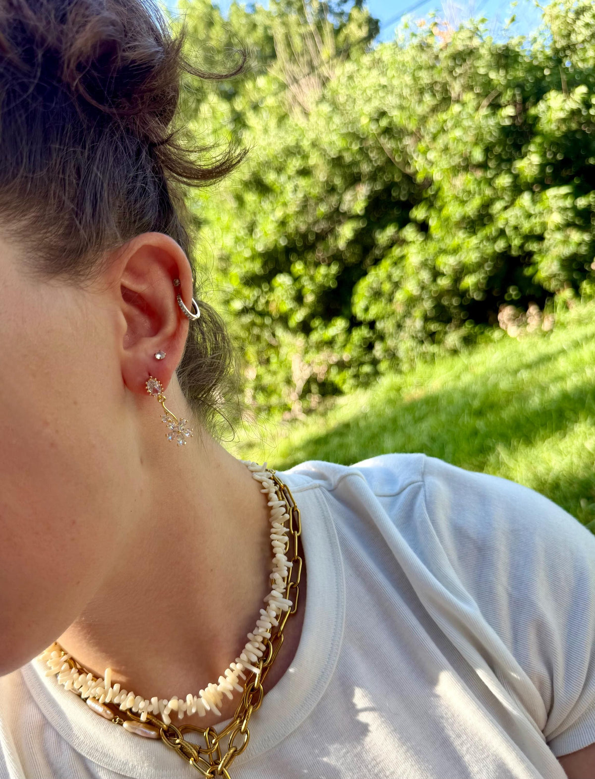 Starlight Blossom Drops | CZ Flower Dangle Earrings | Crystal Bridal Jewelry