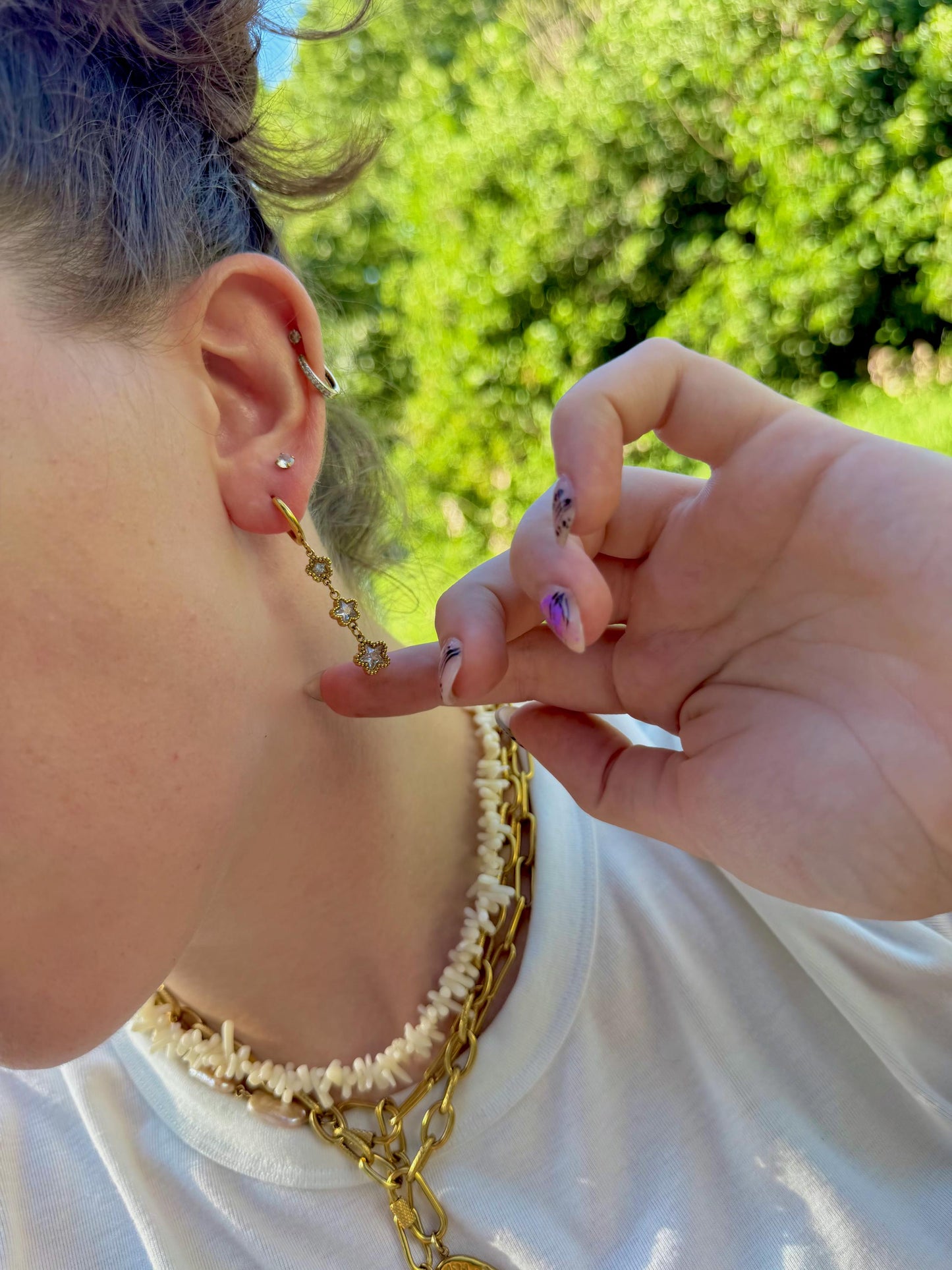 Starlit Trail Earrings | Stainless Steel CZ Star Dangles | Celestial CZ Dainty Jewelry