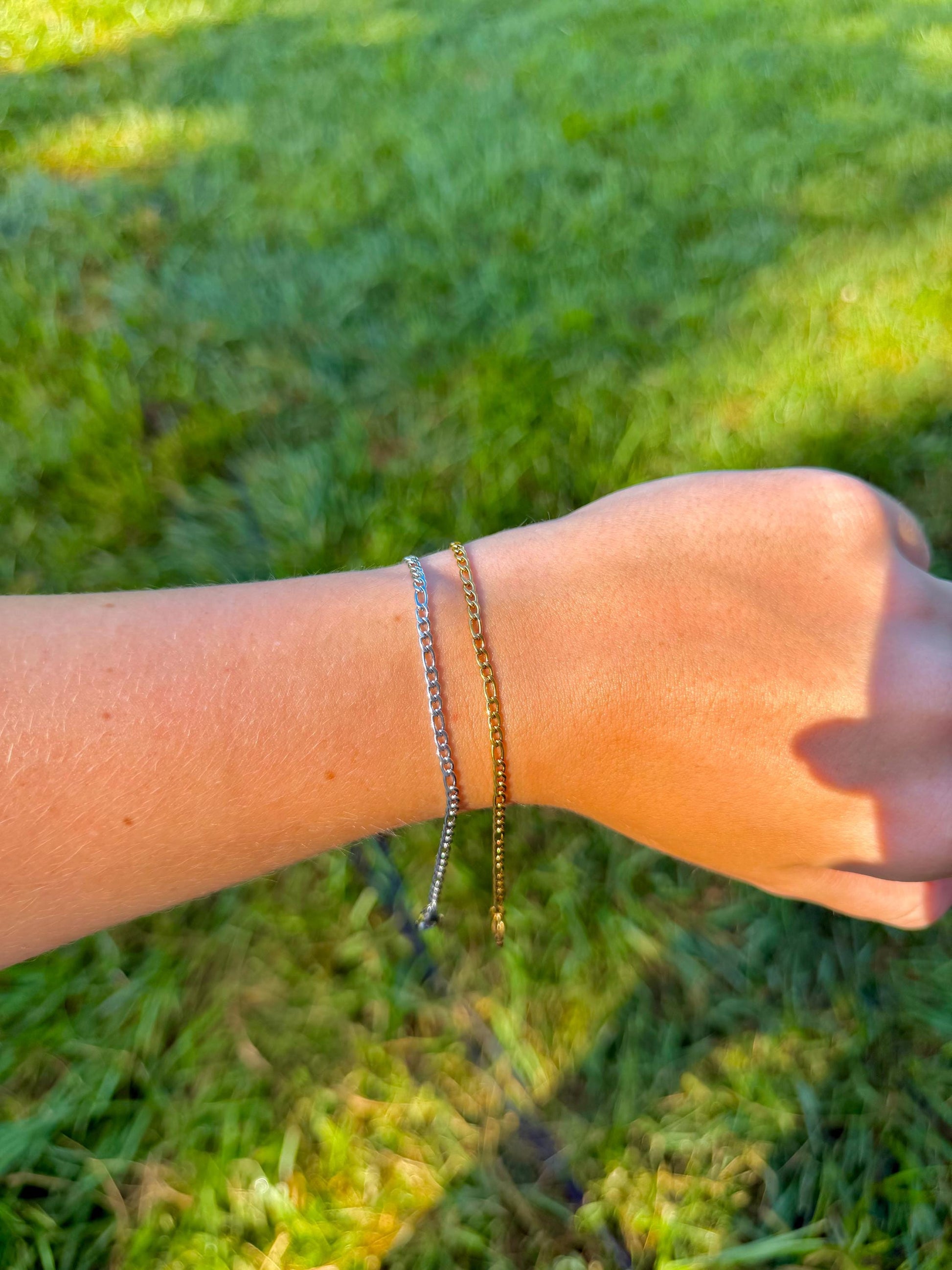 Petite Figaro Chain Bracelet | Stainless Steel Water Resistant | Gold Silver Layering Jewelry