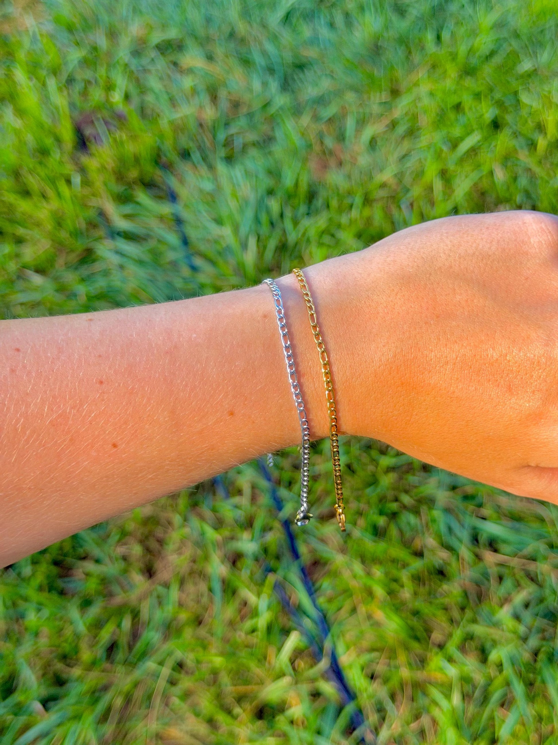 Petite Figaro Chain Bracelet | Stainless Steel Water Resistant | Gold Silver Layering Jewelry