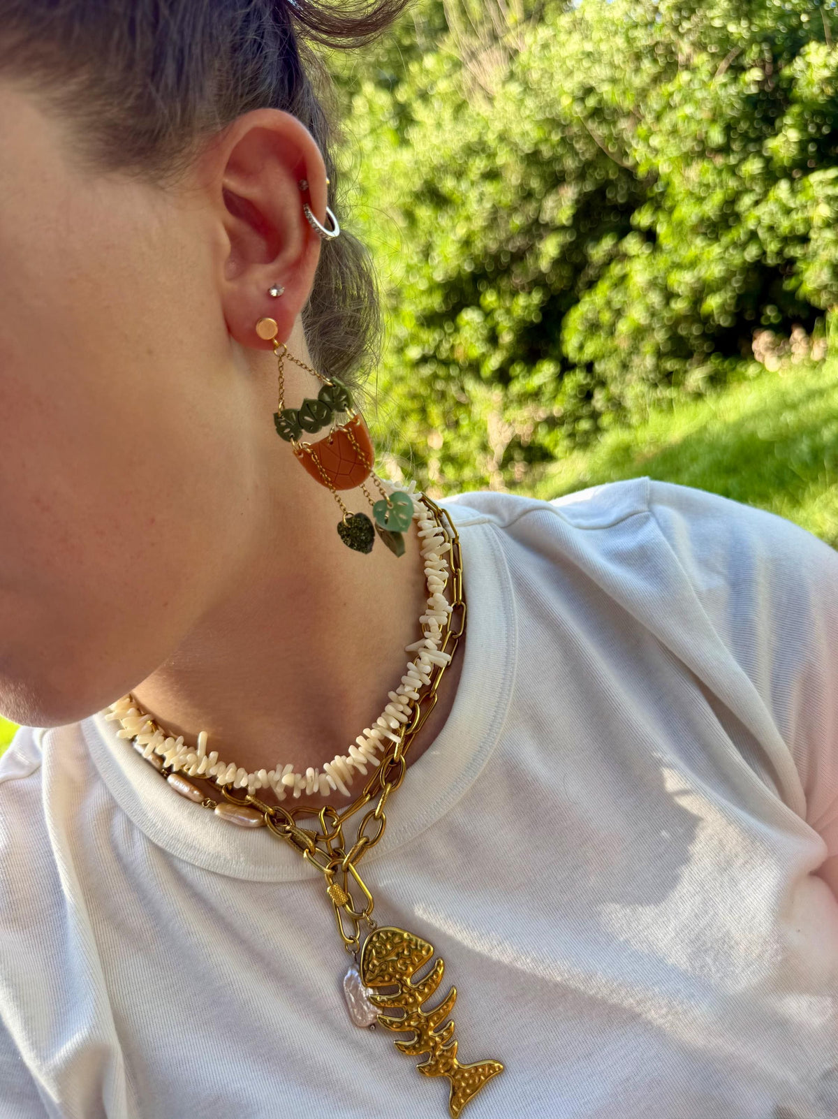 Hanging Garden Earrings | Monstera Macrame Plant Pot Dangles | Boho Plant Lover Jewelry