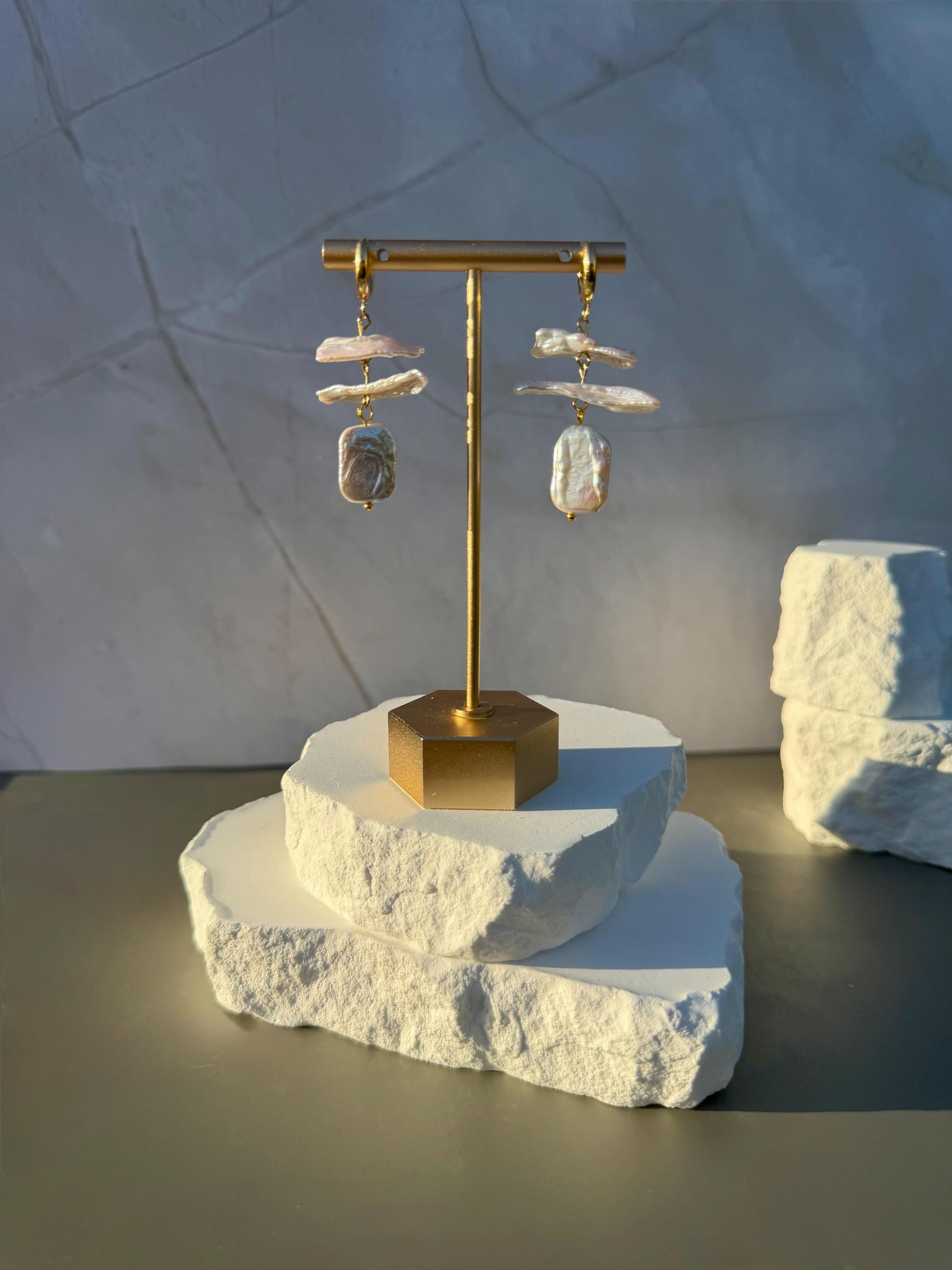 Baroque Pearl Cascade Earrings | Freshwater Stick Statement Dangles | Pearl Bridal Jewelry