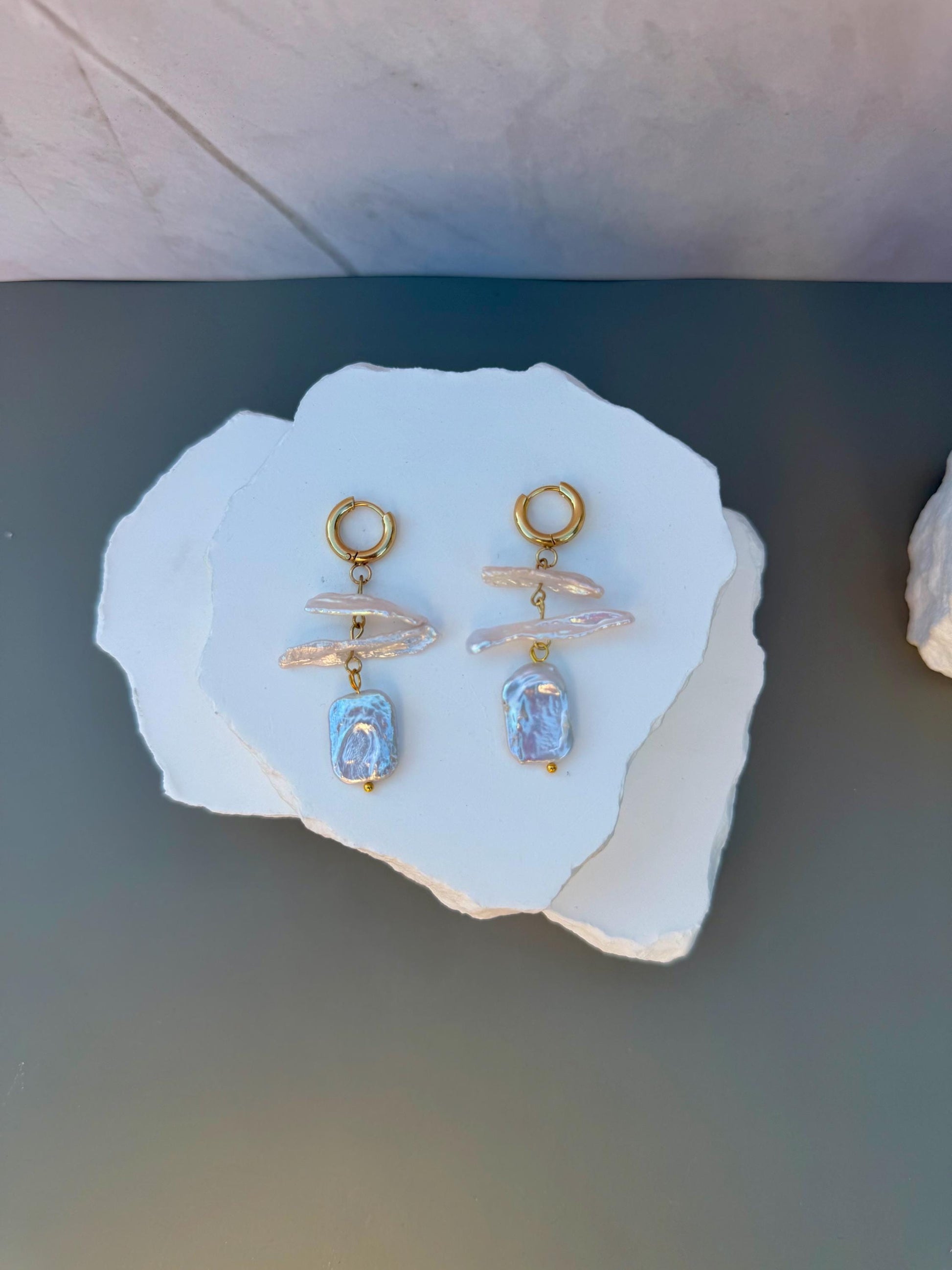 Baroque Pearl Cascade Earrings | Freshwater Stick Statement Dangles | Pearl Bridal Jewelry