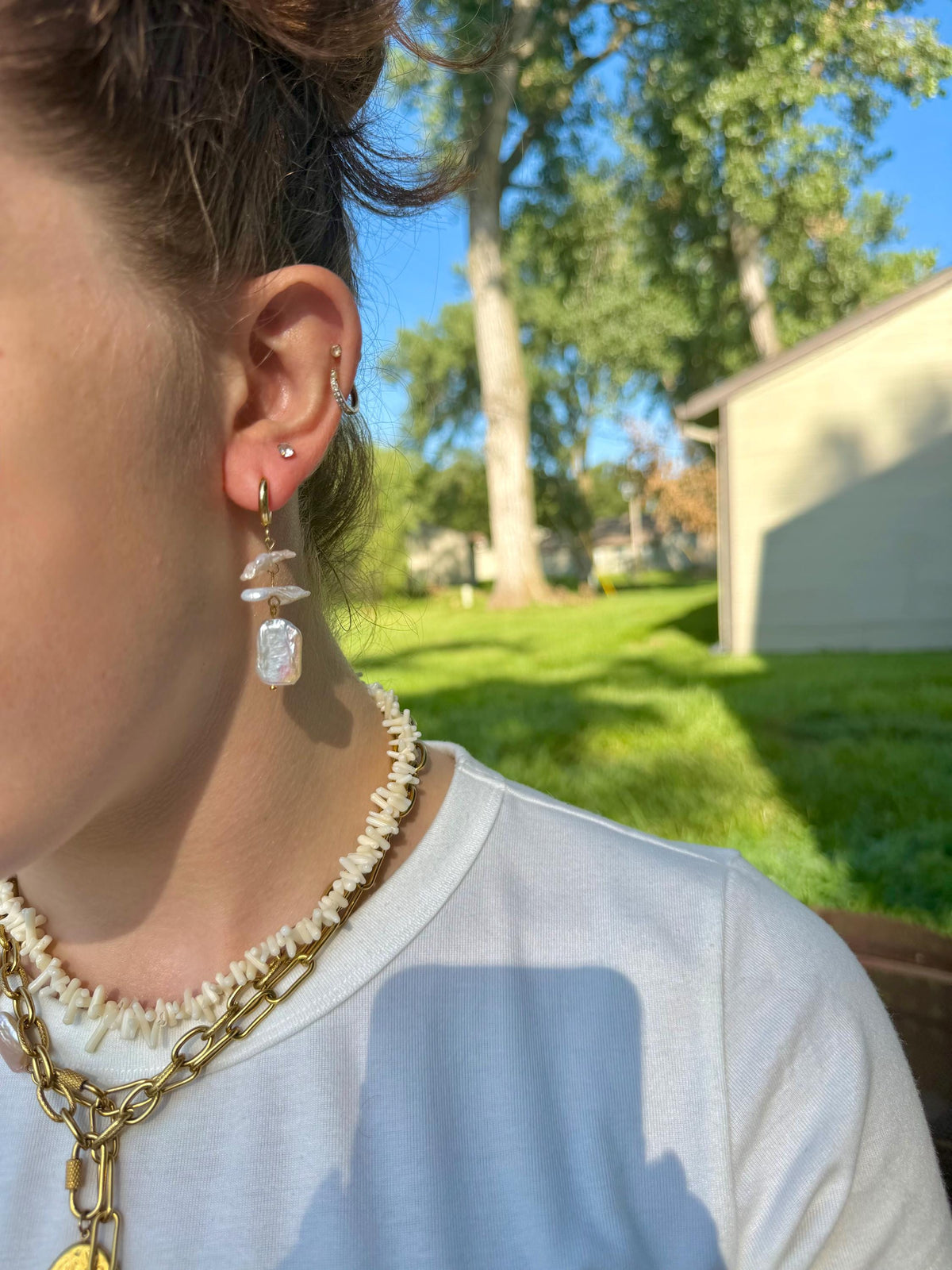 Baroque Pearl Cascade Earrings | Freshwater Stick Statement Dangles | Pearl Bridal Jewelry