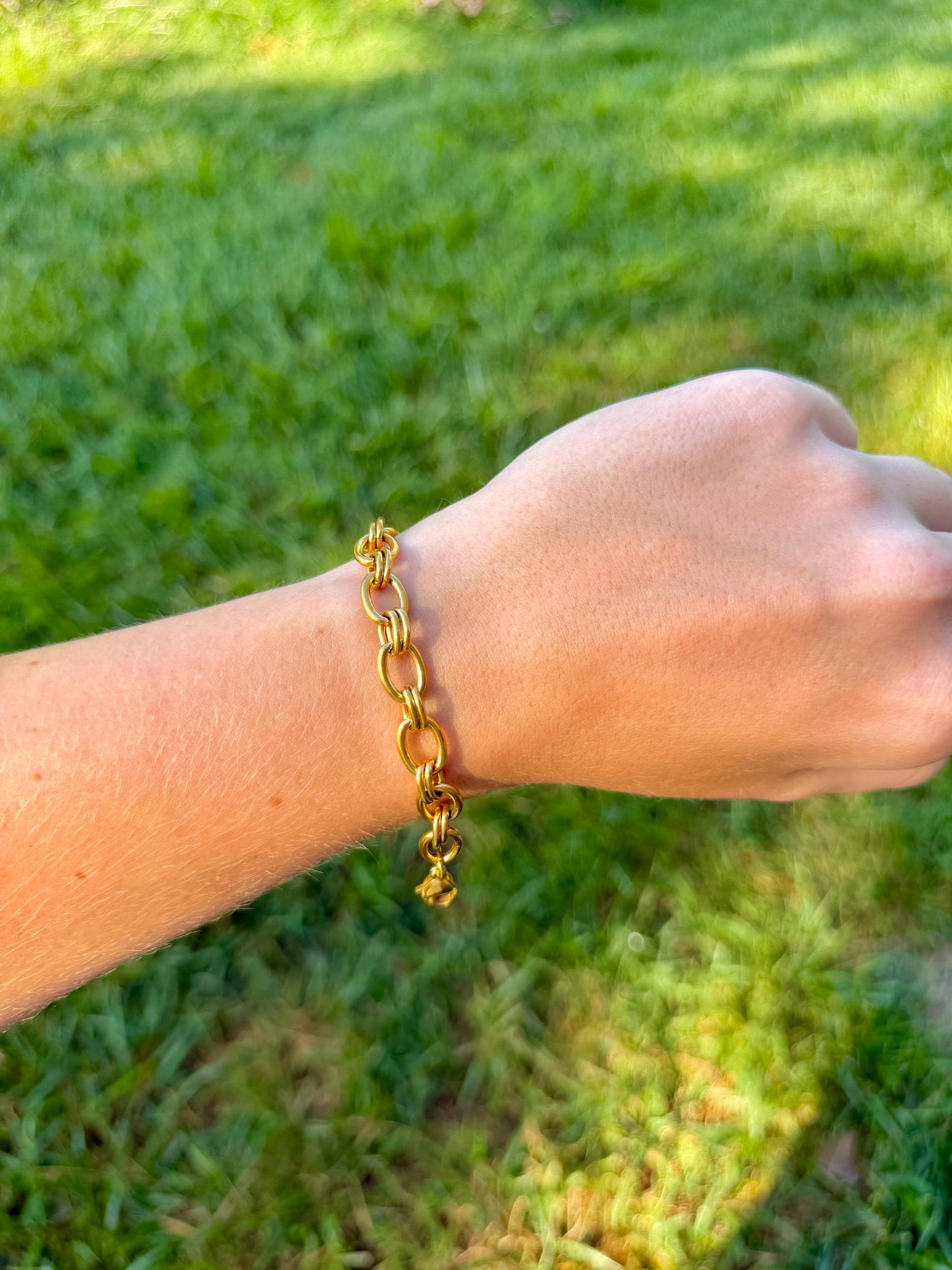 Chunky Gold Chain Bracelet | Stainless Steel Water Resistant | Bold Oval Link Statement Jewelry