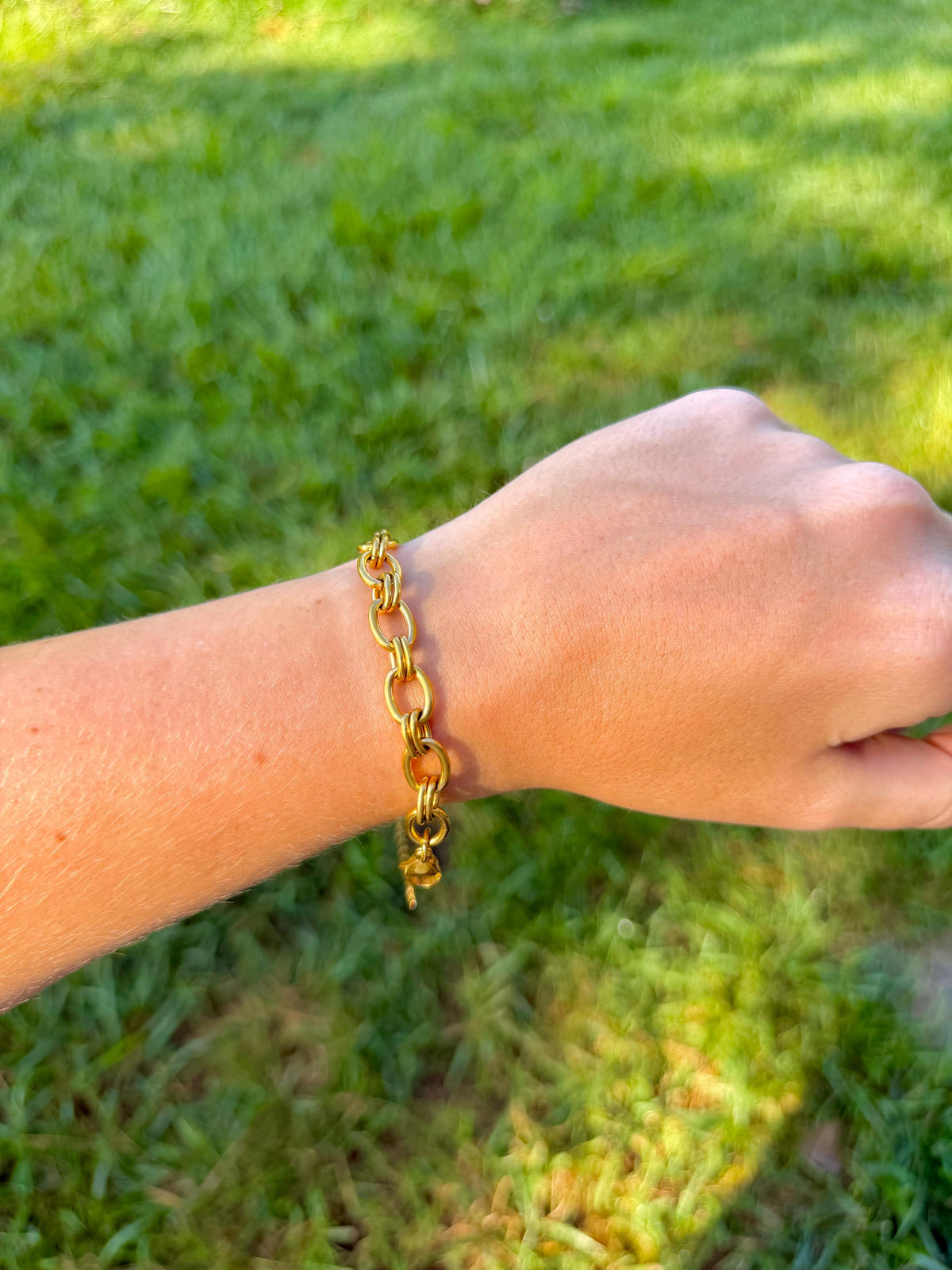 Chunky Gold Chain Bracelet | Stainless Steel Water Resistant | Bold Oval Link Statement Jewelry