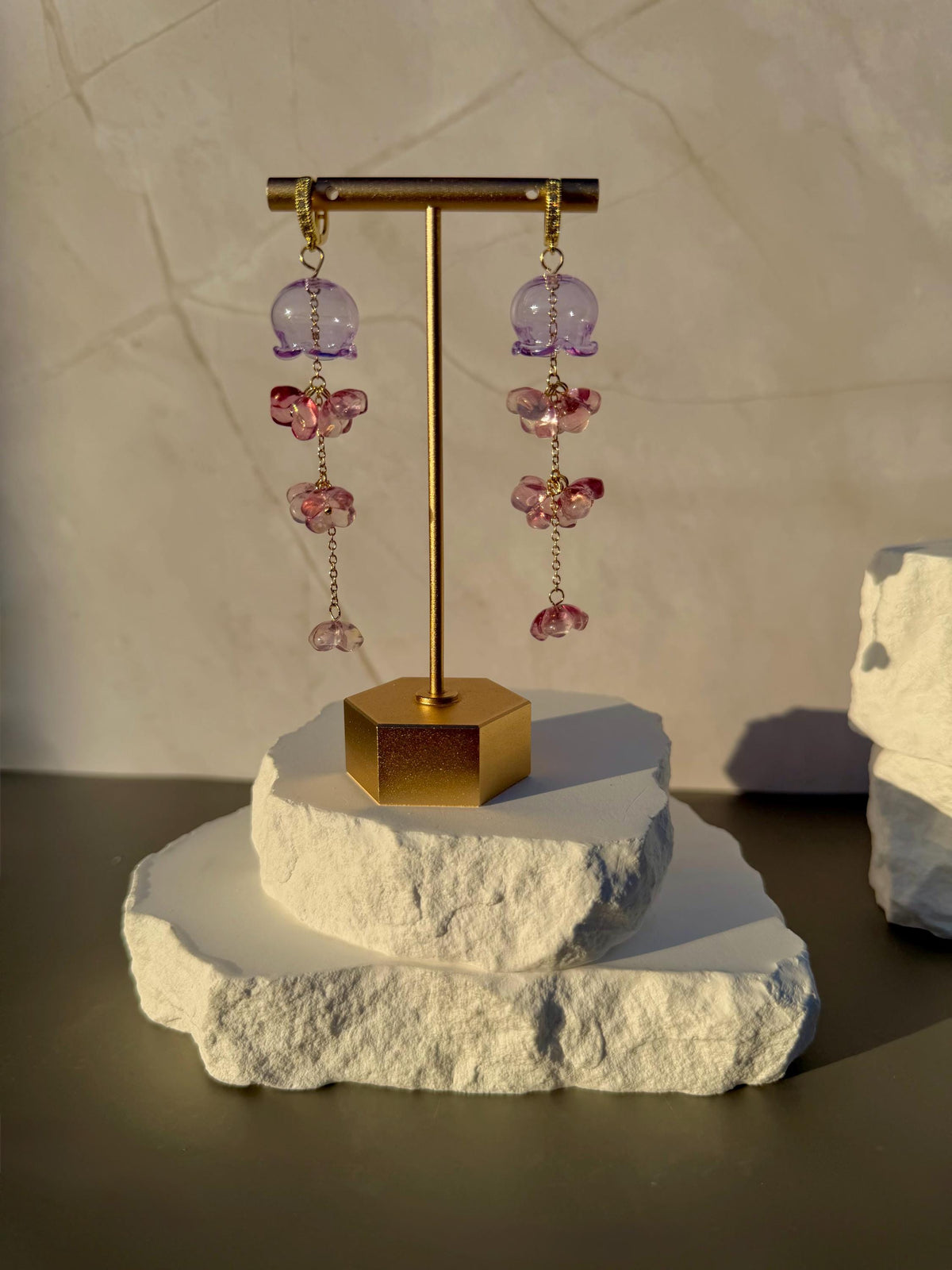 Ocean Bloom Jellyfish Drops | Glass Jellyfish Earrings | Purple Pink Whimsical Jewelry