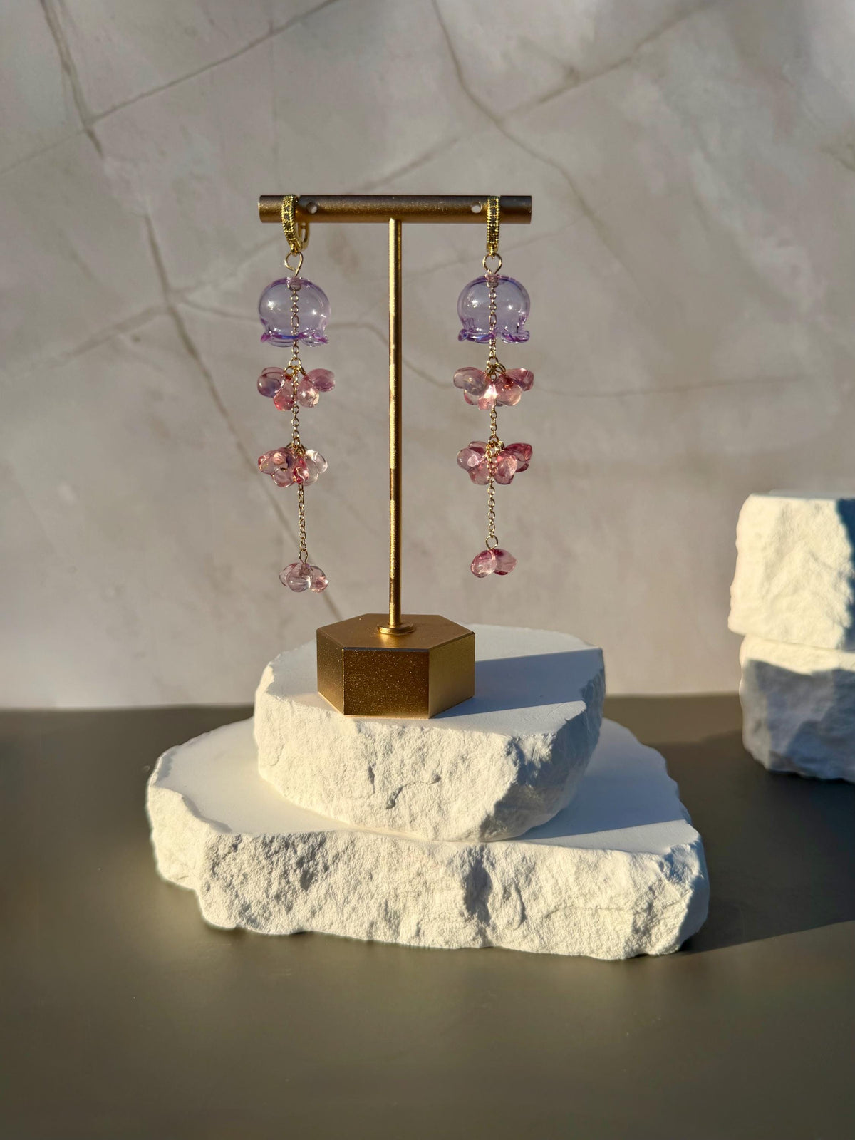 Ocean Bloom Jellyfish Drops | Glass Jellyfish Earrings | Purple Pink Whimsical Jewelry