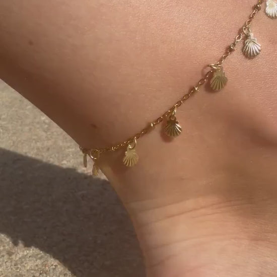 Seashell Drift Anklet | Stainless Steel Water Resistant | Summer Beach Ocean Jewelry |