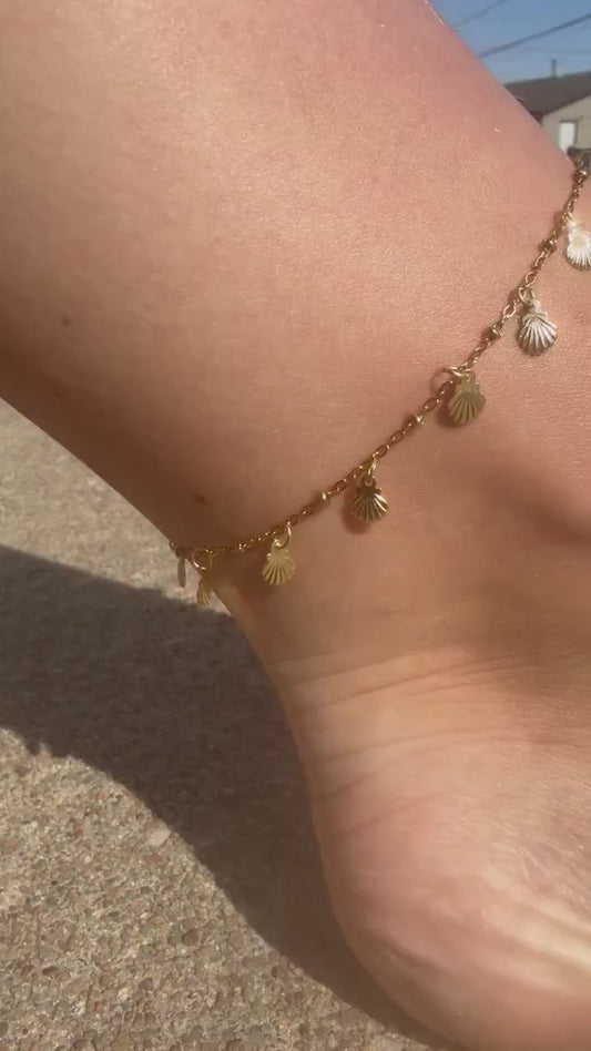 Seashell Drift Anklet | Stainless Steel Water Resistant | Summer Beach Ocean Jewelry |