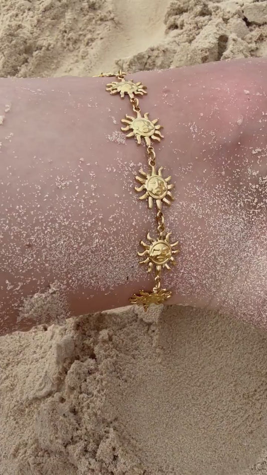 Solstice Anklet | Stainless Steel Water Resistant | Summer Ocean Beach Jewelry |