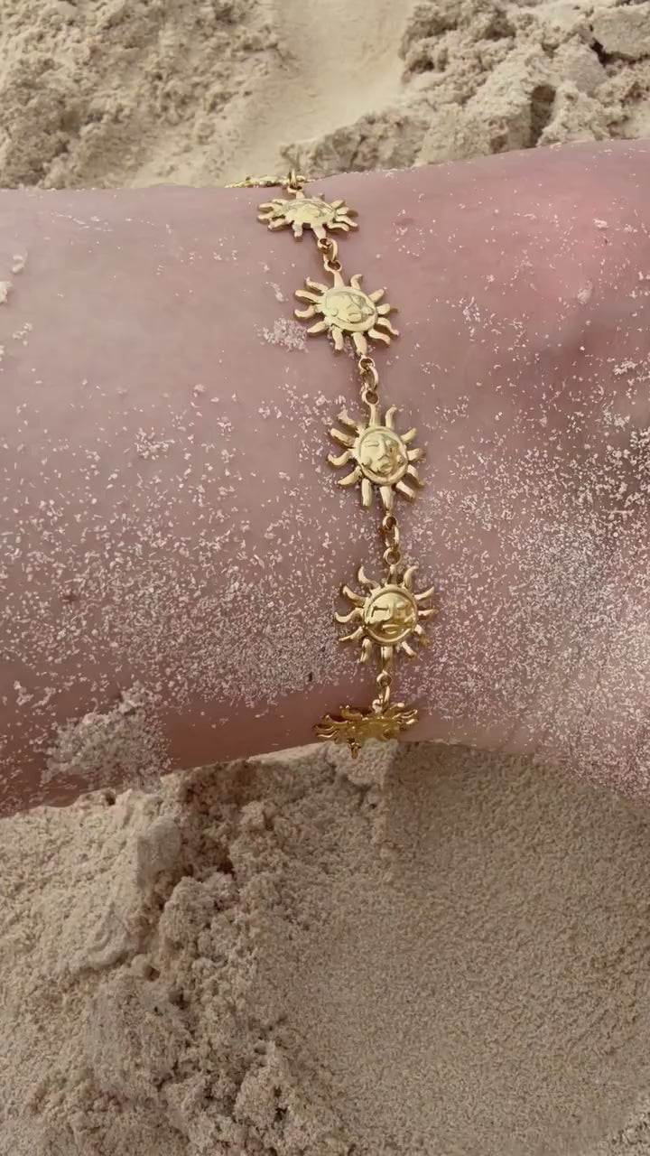 Solstice Anklet | Stainless Steel Water Resistant | Summer Ocean Beach Jewelry |