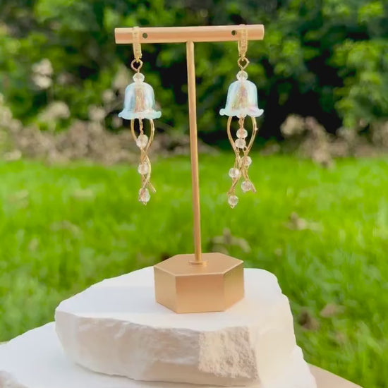 Iridescent Jellyfish Earrings | 18k Gold Plated with CZ