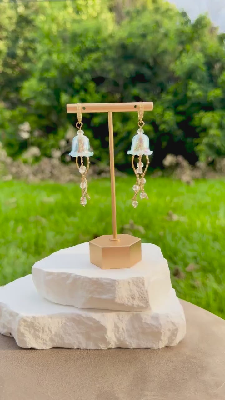 Iridescent Jellyfish Earrings | 18k Gold Plated with CZ