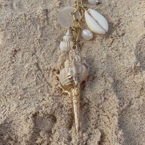 Ocean Treasure Lariat Necklace | Stainless Steel Necklace | Ocean Summer Shell Beach Necklace |