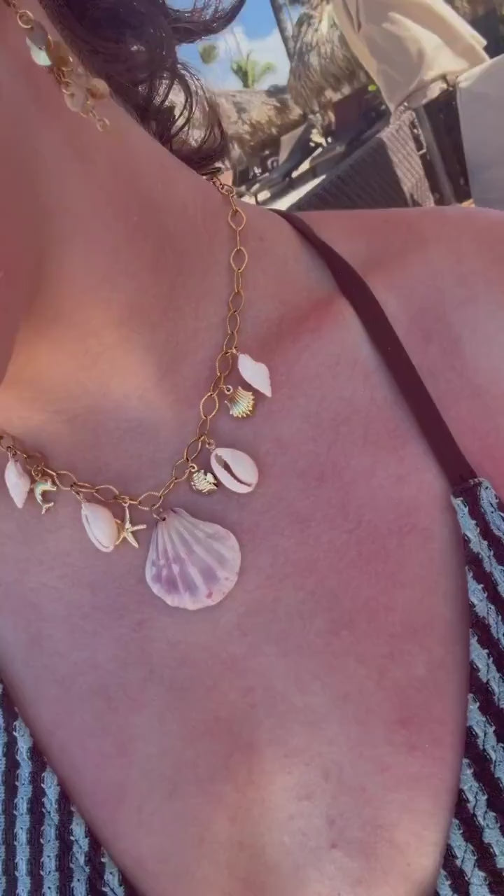 Soleil Charm Necklace | Stainless Steel Water Resistant Necklace | Summer Beach Ocean Necklace |