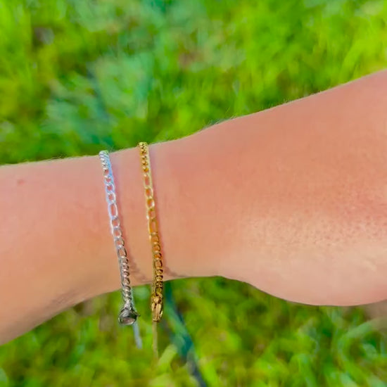 Petite Figaro Chain Bracelet | Stainless Steel Water Resistant | Gold Silver Layering Jewelry