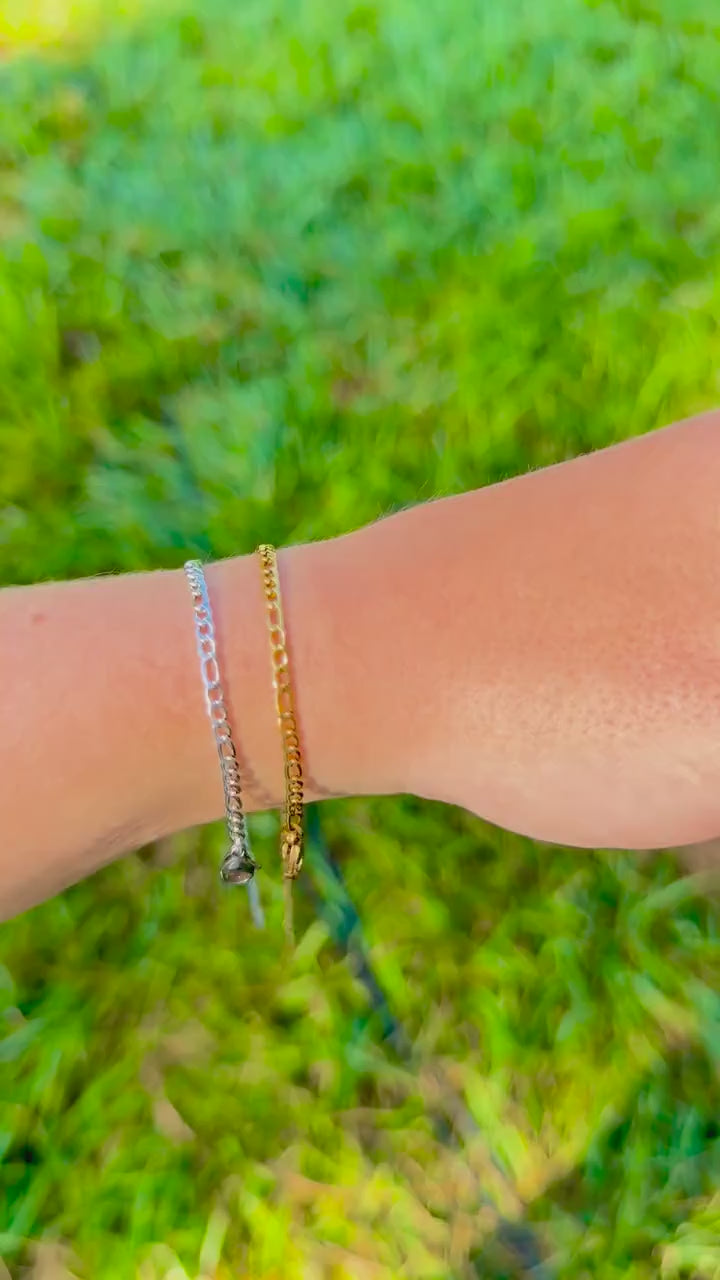 Petite Figaro Chain Bracelet | Stainless Steel Water Resistant | Gold Silver Layering Jewelry