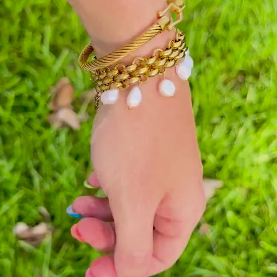 The Panther Link Bracelet | Chunky Stainless Steel Chain | With or Without Pearl Fringe