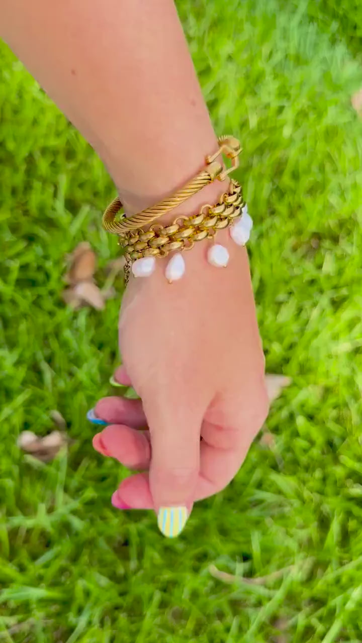 The Panther Link Bracelet | Chunky Stainless Steel Chain | With or Without Pearl Fringe