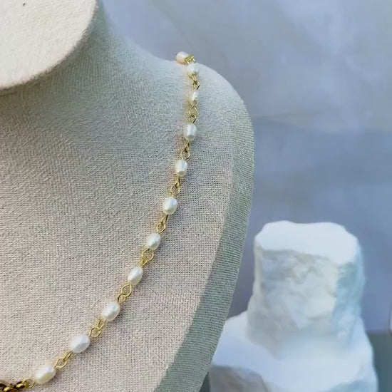 The Charm Keeper Necklace | Half Pearl, Half Paperclip Chain