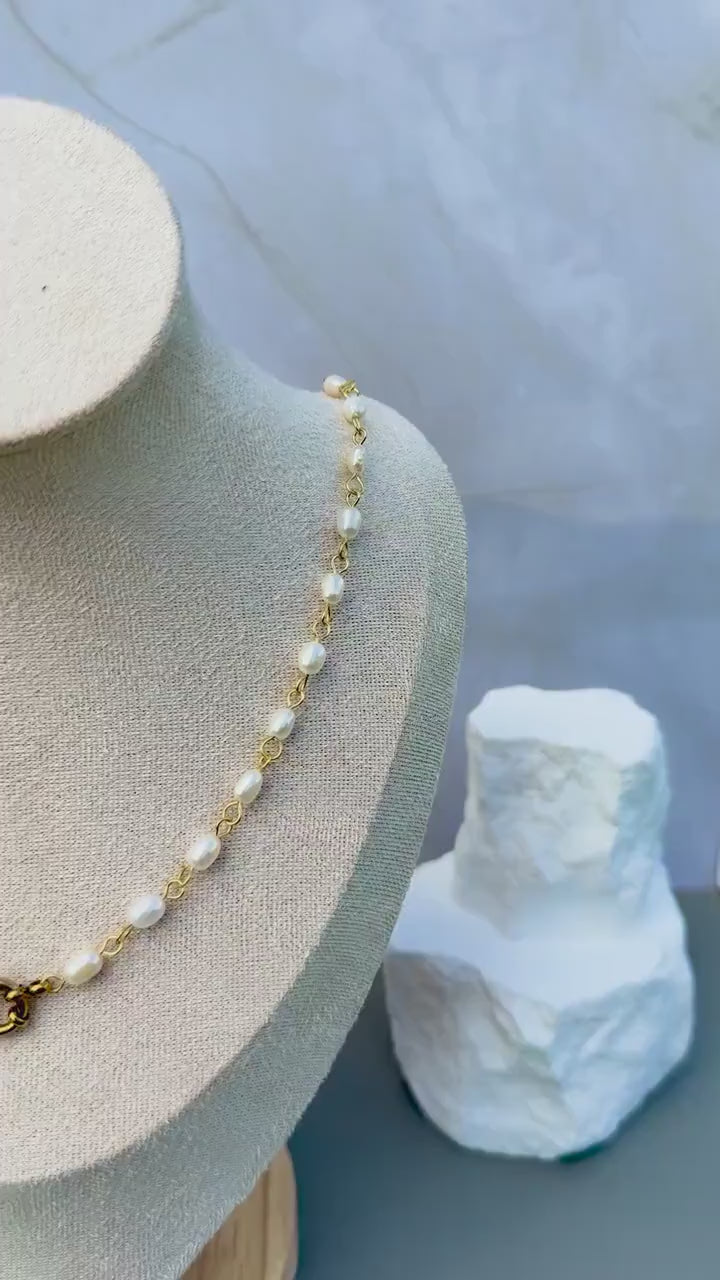 The Charm Keeper Necklace | Half Pearl, Half Paperclip Chain
