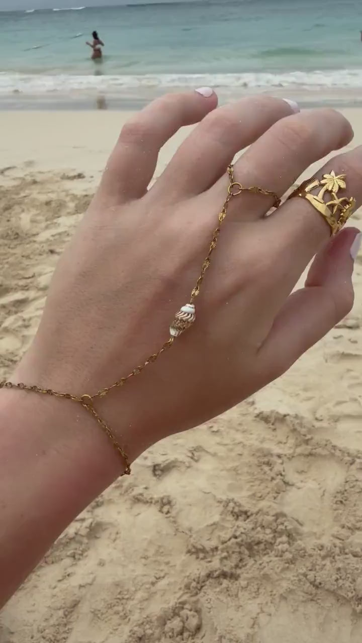 Drift Shell Hand Chain | Stainless Steel Water Resistant | Summer Ocean Shell Hand Chain |