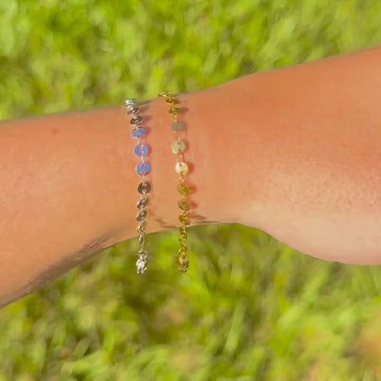 Sundisc Chain Bracelet | Stainless Steel Water Resistant | Gold Silver Disc Layering Jewelry