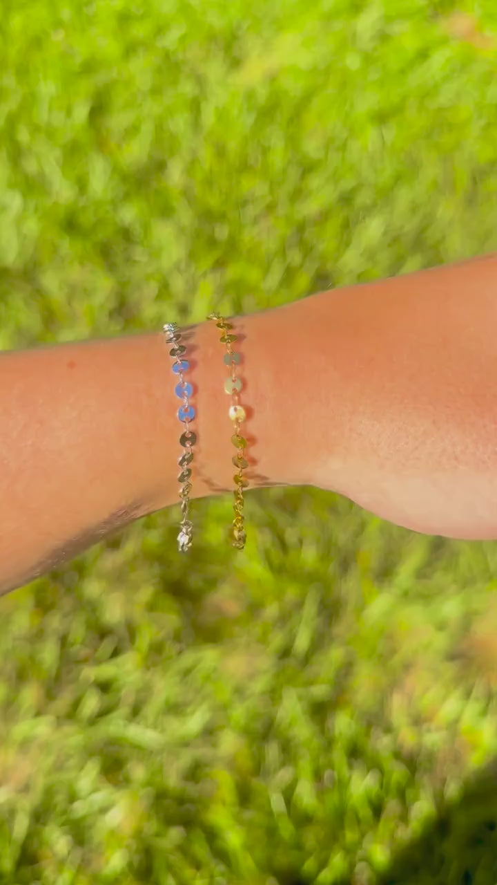 Sundisc Chain Bracelet | Stainless Steel Water Resistant | Gold Silver Disc Layering Jewelry