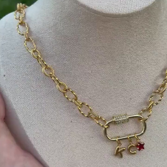 18k Gold Plated Stainless Steel Charm Necklace | Kansas City Inspired Charm Necklace | Gift Ideas for KC Sports Fans | Chiefs Inspired |
