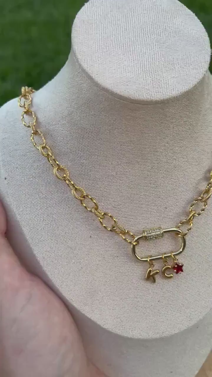 18k Gold Plated Stainless Steel Charm Necklace | Kansas City Inspired Charm Necklace | Gift Ideas for KC Sports Fans | Chiefs Inspired |