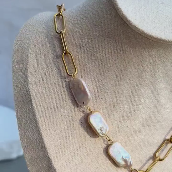 The Pearl Anchor Lariat Necklace | Real Freshwater Pearls & Stainless Steel