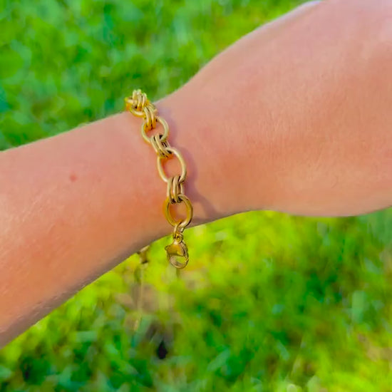 Chunky Gold Chain Bracelet | Stainless Steel Water Resistant | Bold Oval Link Statement Jewelry