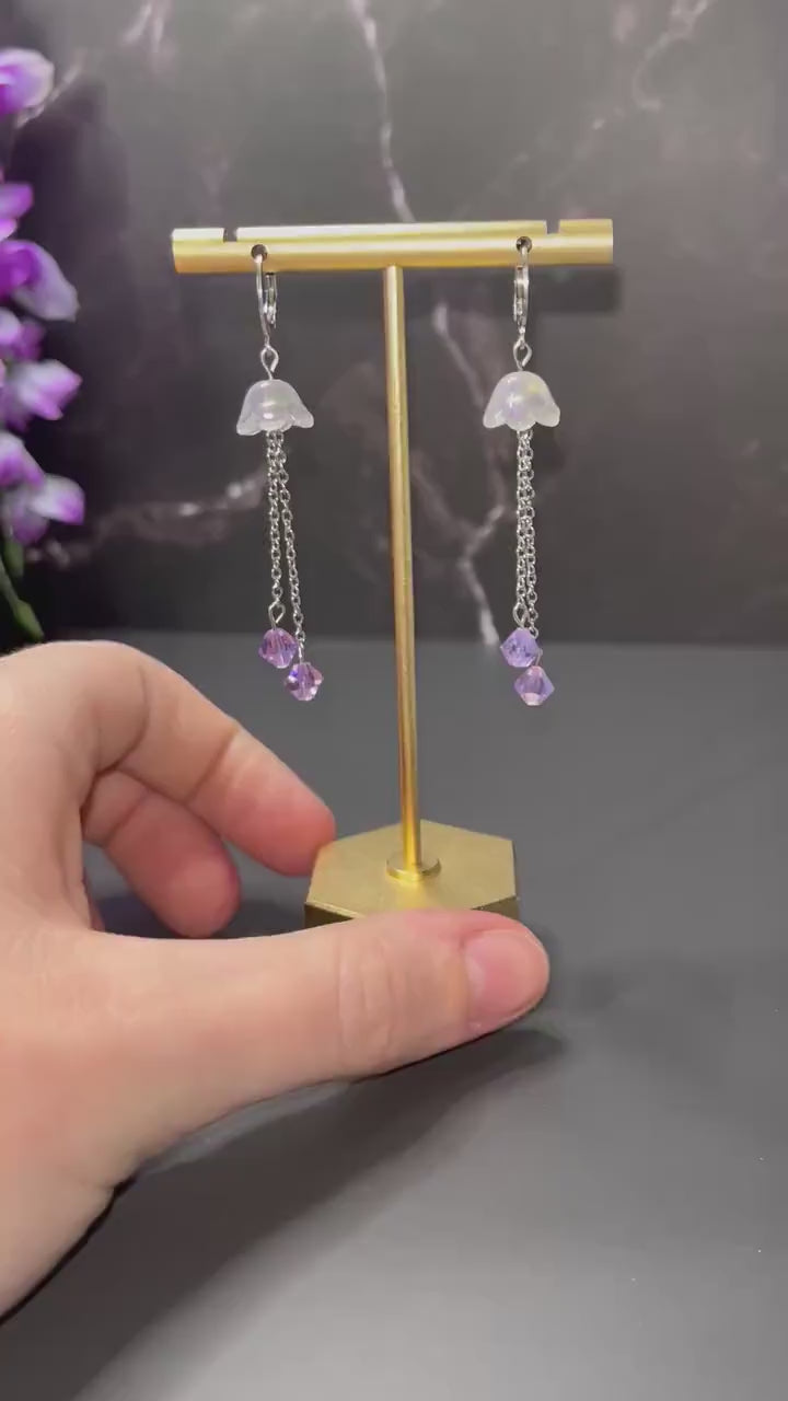 Custom Color Jellyfish Dangle Earrings | Silver or Gold Hardware | Ocean Jellyfish Lightweight Earrings | Dainty Cute Earrings for Women |