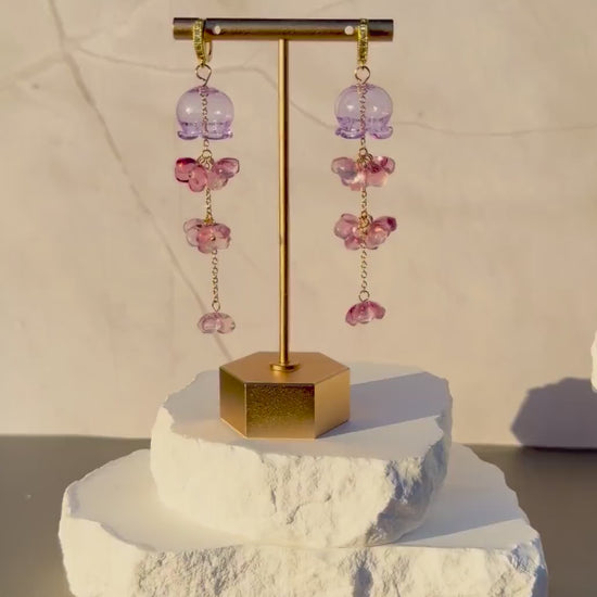 Ocean Bloom Jellyfish Drops | Glass Jellyfish Earrings | Purple Pink Whimsical Jewelry