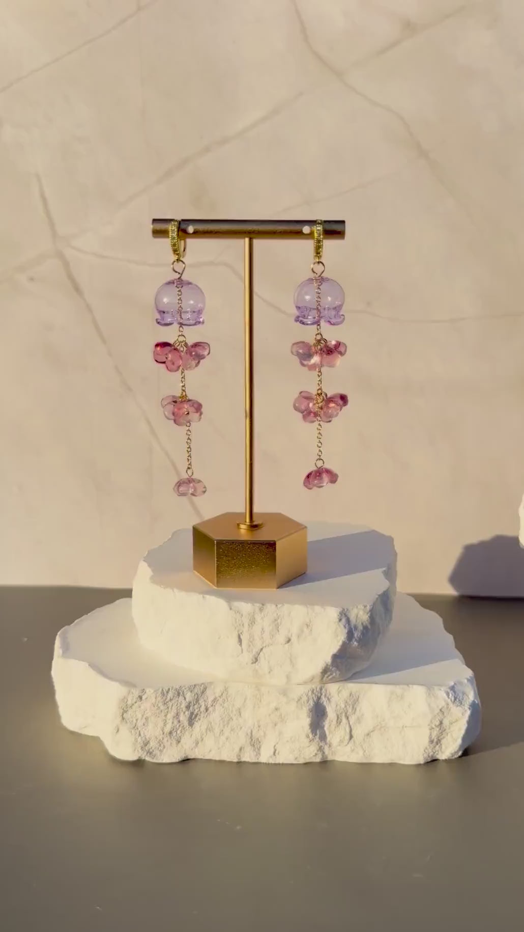Ocean Bloom Jellyfish Drops | Glass Jellyfish Earrings | Purple Pink Whimsical Jewelry