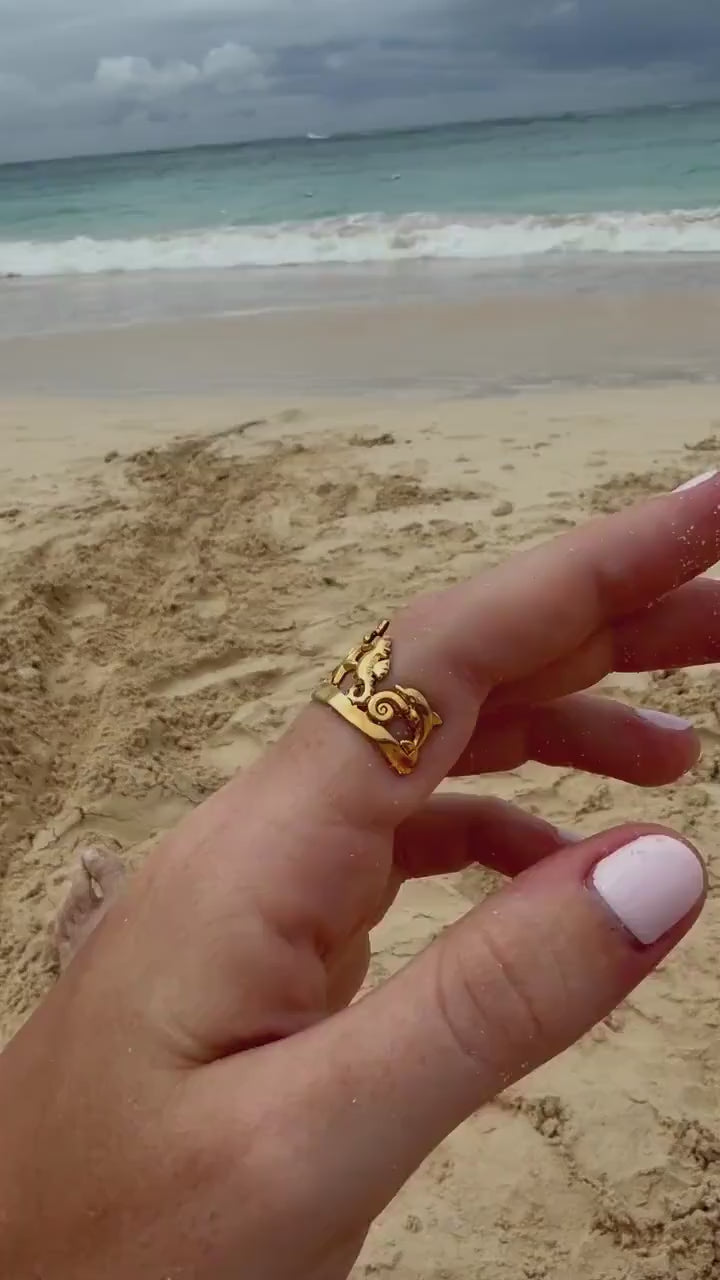 Paradise Ring | Adjustable | Stainless Steel Water Resistant Ring | Summer Ocean Beach Jewelry |
