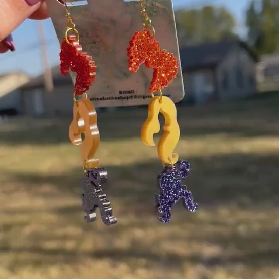 Sanderson Sister Inspired Earrings | Acrylic Earrings | Glotter Acrylic Earrings | Halloween Earrings | Dangle Acrylic Earrings |