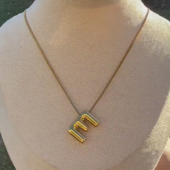 Stainless Steel Bubble Letter Initial Necklace | Custom Initial | Statement Necklace | Non Tarnish Gold Stainless Steel | Stacking Necklaces